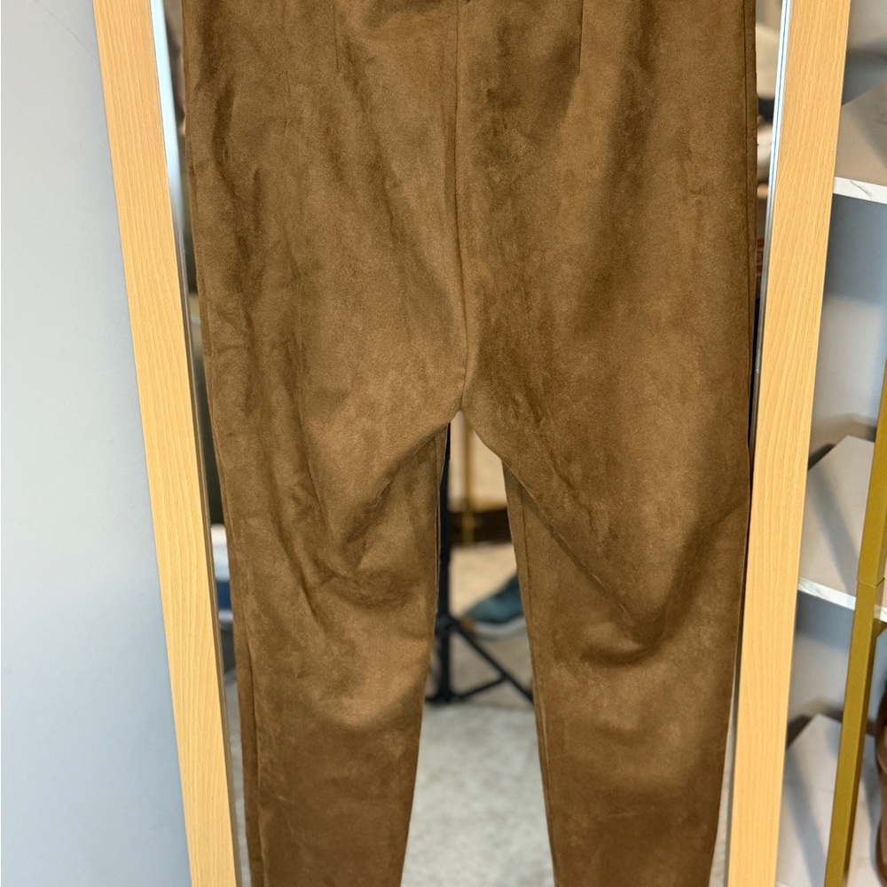 Loft Pants Brown Faux Suede Career Casual Straight Leg Womens Size Medium - Picture 3 of 6